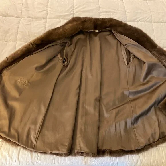 Vintage Lunamarine Real Mink Fur 3/4 Length Coat, Brown, Arista Furs - Picture 6 of 10